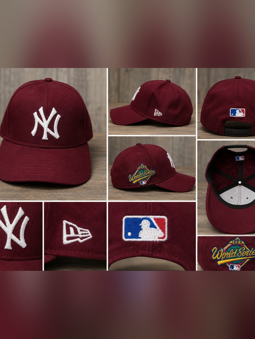 New Era New York Yankees 1998 World Series Burgundy Adjustable Hat Cap MLB VINTA